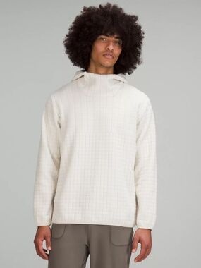 Lululemon Lab Men's Textured-Grid Fleece Hoodie in Light Ivory
